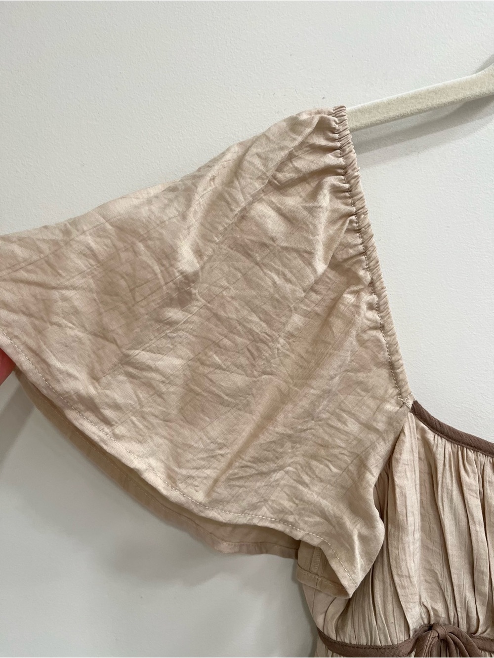 Storia monochromatic tan brown tiered midi dress all over bow details size small - Picture 10 of 13